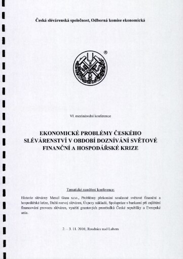 Ekonomické problémy českého slévárenství v období doznívání světové finanční a hospodářské krize: VI. mezinárodní konference : 2.-3.11.2010, Roudnice nad Labem = Economic Problems from the Czech Foundry Decay Global Financial and Economic Crisis : VIth international conference : 2th-3th November 2010, Roudnice nad Labem : [sborník přednášek]