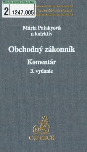 Obchodný zákonník: komentár, 3. vyd.