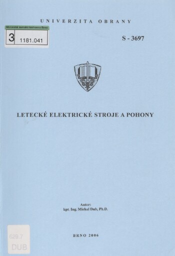 Letecké elektrické stroje a pohony