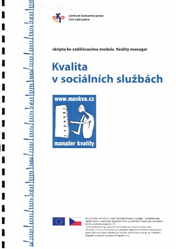 Kvalita v sociálních službách: skripta ke vzdělávacímu modulu Kvality manager