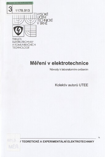 Měření v elektrotechnice: návody k laboratorním cvičením