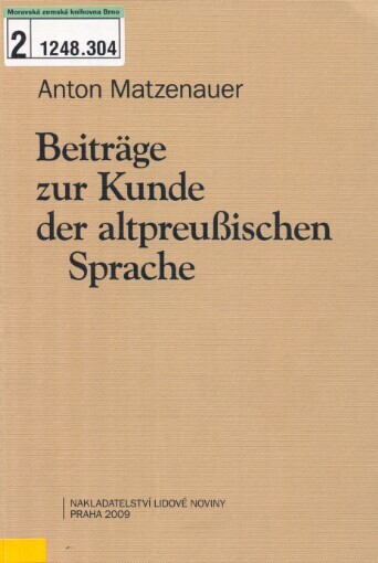Beiträge zur Kunde der altpreußischen Sprache