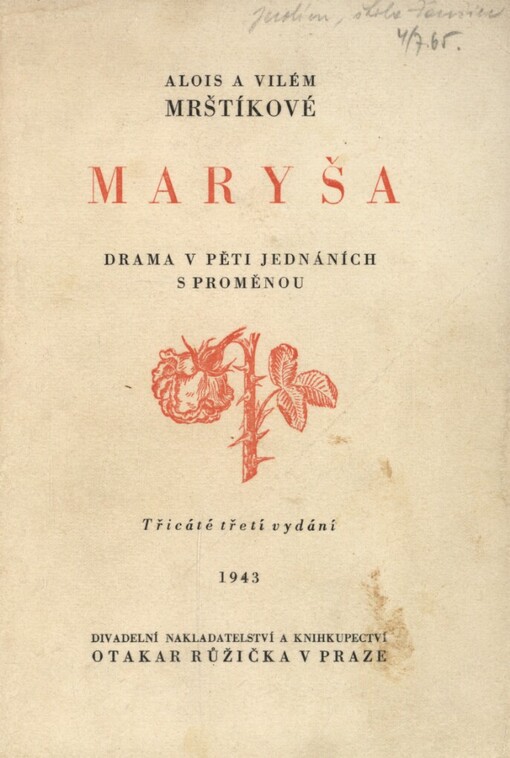 Maryša :drama v pěti jednáních s proměnou : děj na moravské dědině