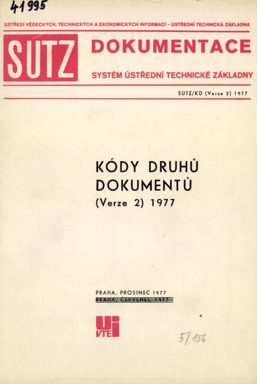 Kódy druhů dokumentů :Verze 2 : Realizační výstup úkolu P 18-121-002-01