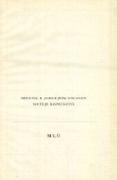 Sborník k jubilejním oslavám Matěje Kopeckého