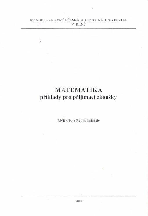 Matematika: příklady pro přijímací zkoušky