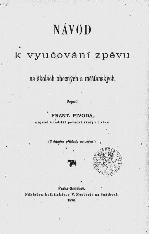 Návod k vyučování zpěvu na školách obecných a měšťanských