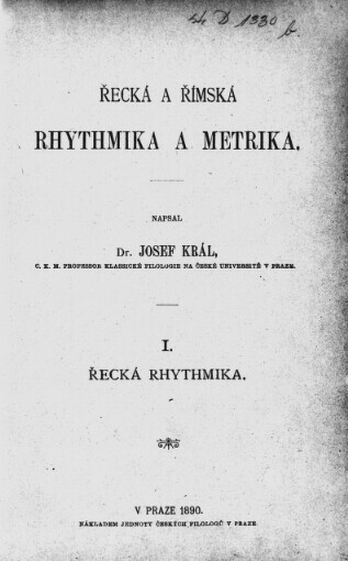 Řecká a římská rhythmika a metrika