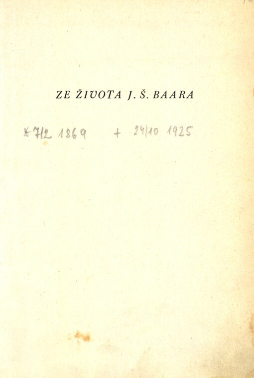 Ze života J.Š. Baara