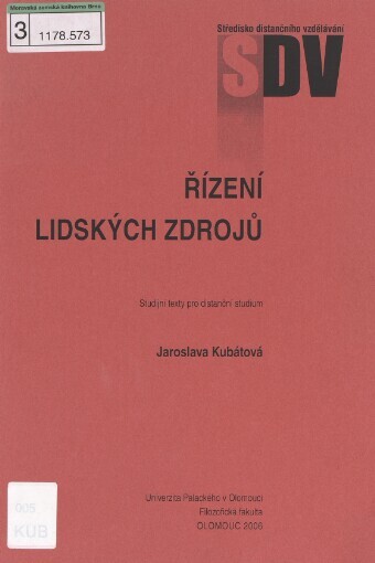 Řízení lidských zdrojů: text pro distanční vzdělávání