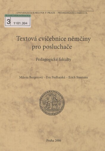 Textová cvičebnice němčiny pro posluchače Pedagogické fakulty