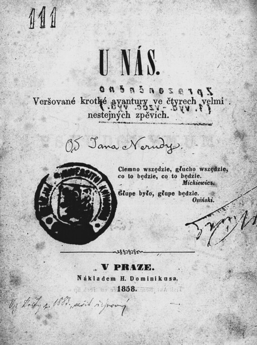 U nás : Veršované krotké avantury ve čtyrech velmi nestejných zpěvích