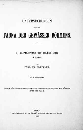 Untersuchungen über die Fauna der Gewässer Böhmens