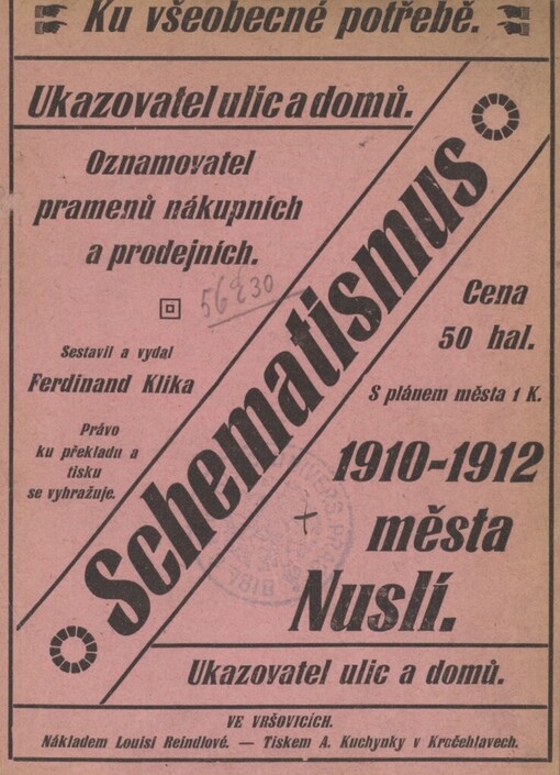 Schematismus města Nuslí 1910-1912