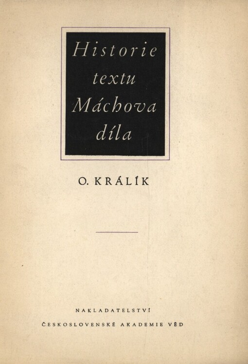 Historie textu Máchova díla