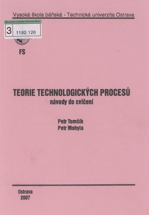 Teorie technologických procesů: návody do cvičení