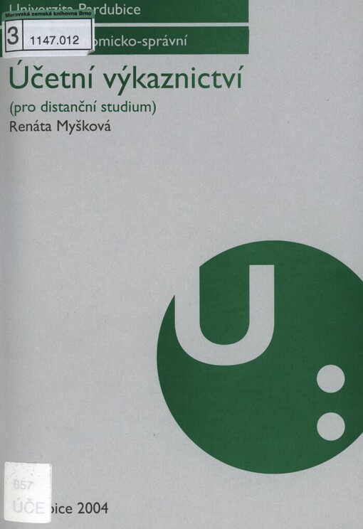Účetní výkaznictví :pro distanční studium