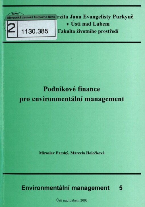 Podnikové finance pro environmentální management