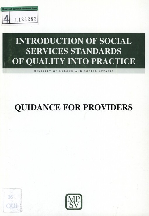 Introduction of social services standards of quality into practice: quidance for providers