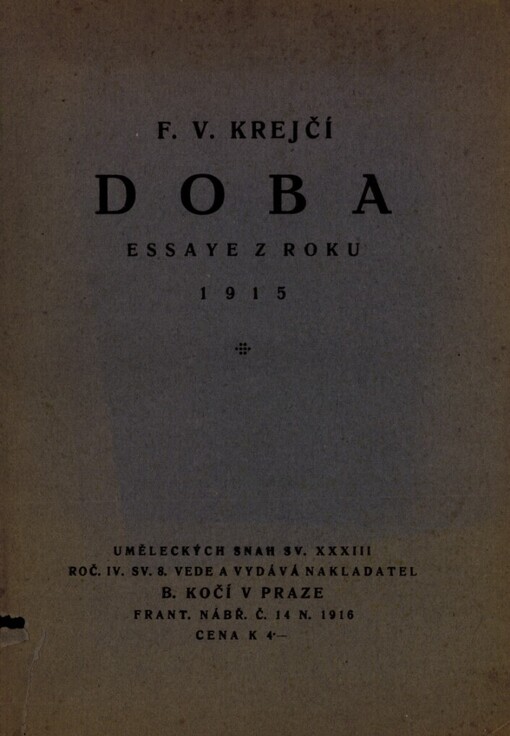 Doba :essaye z roku 1915