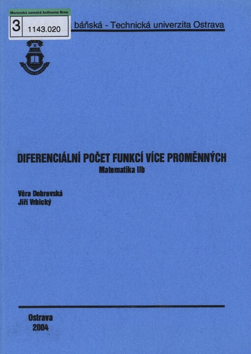 Diferenciální počet funkcí více proměnných: matematika IIb