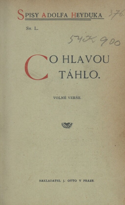 Co hlavou táhlo :volné verše