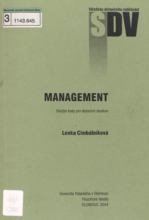 Management: studijní texty pro distanční studium