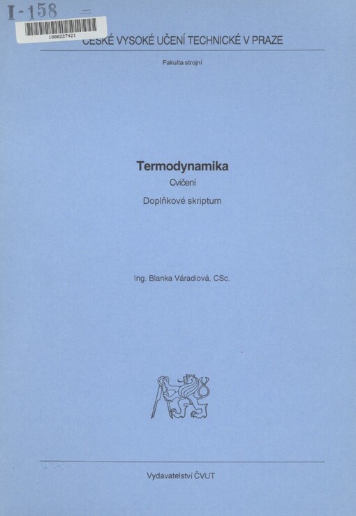 Termodynamika :cvičení : doplňkové skriptum