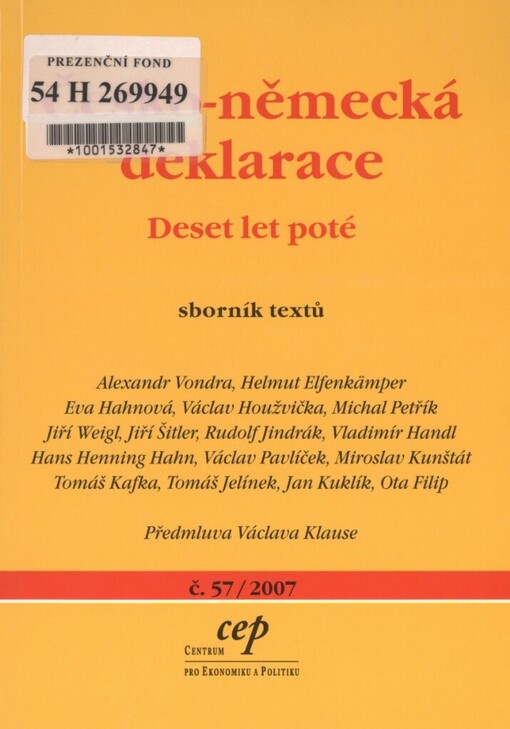 Česko-německá deklarace: deset let poté : [sborník textů