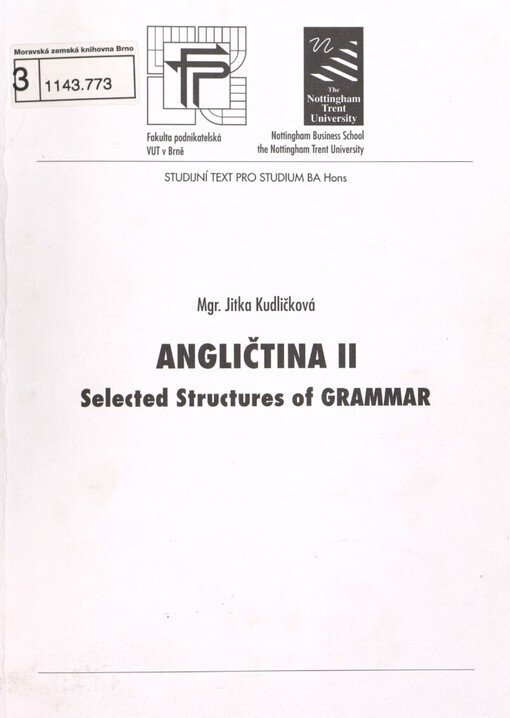 Angličtina II: selected structures of grammar