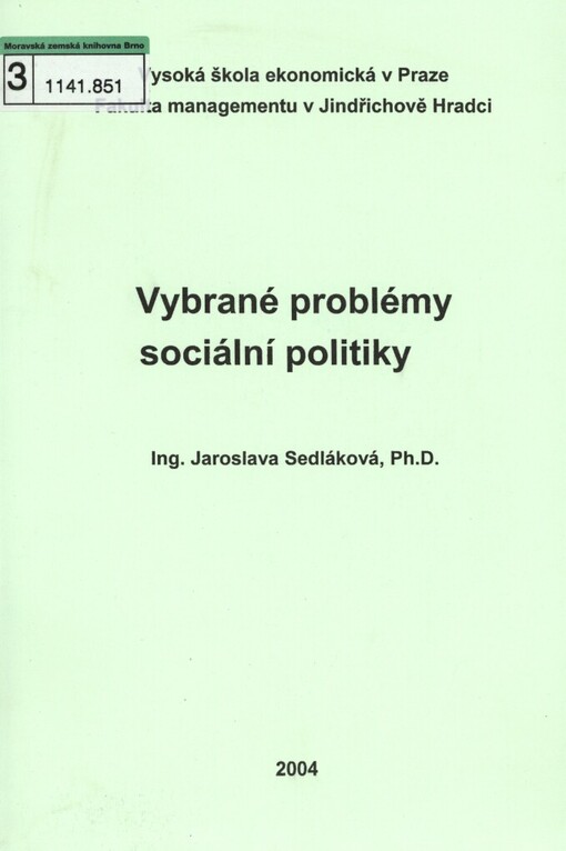 Vybrané problémy sociální politiky