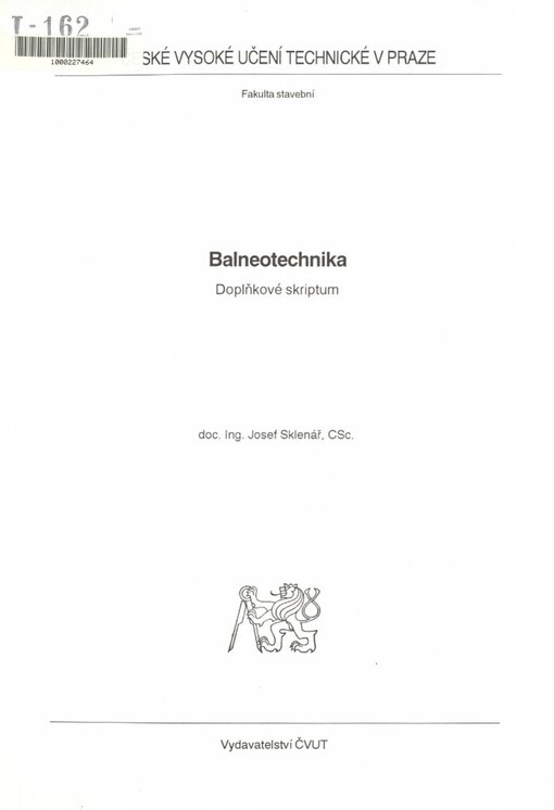 Balneotechnika : doplňkové skriptum