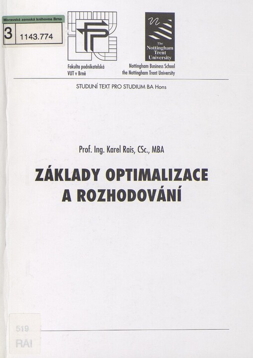 Základy optimalizace a rozhodování