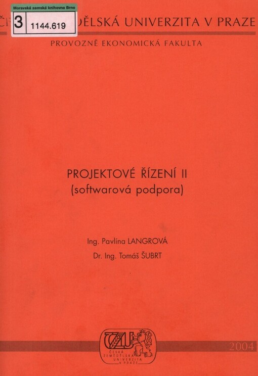 Projektové řízení.II,(softwarová podpora)