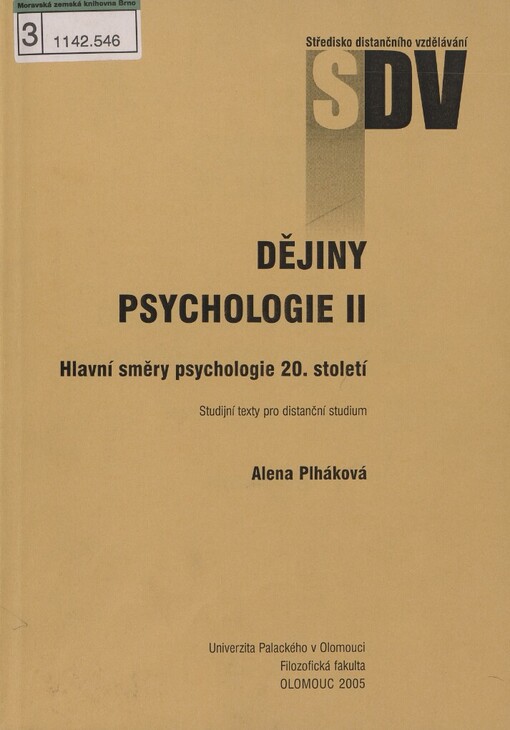 Dějiny psychologie: studijní texty pro distanční studium