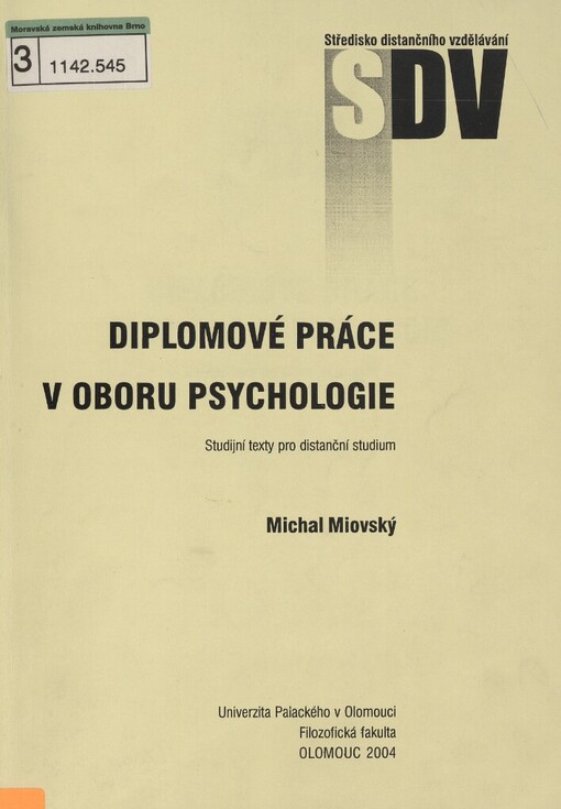 Diplomové práce v oboru psychologie