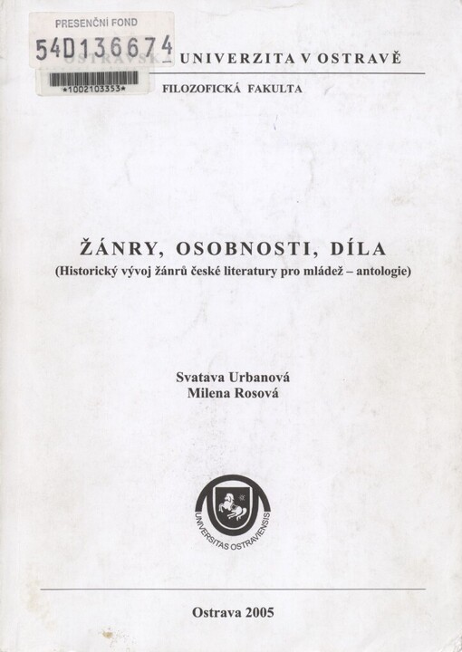 Žánry, osobnosti, díla: (historický vývoj žánrů české literatury pro mládež - antologie)