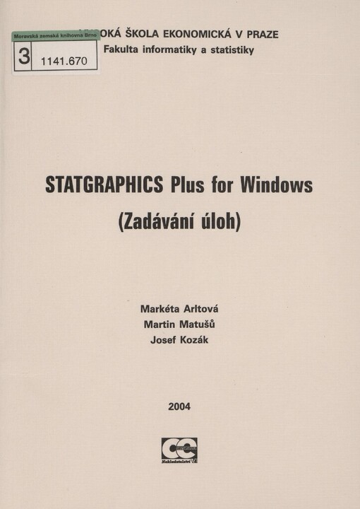 STATGRAPHICS Plus for Windows: (zadávání úloh)