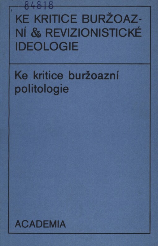 Ke kritice buržoazní politologie