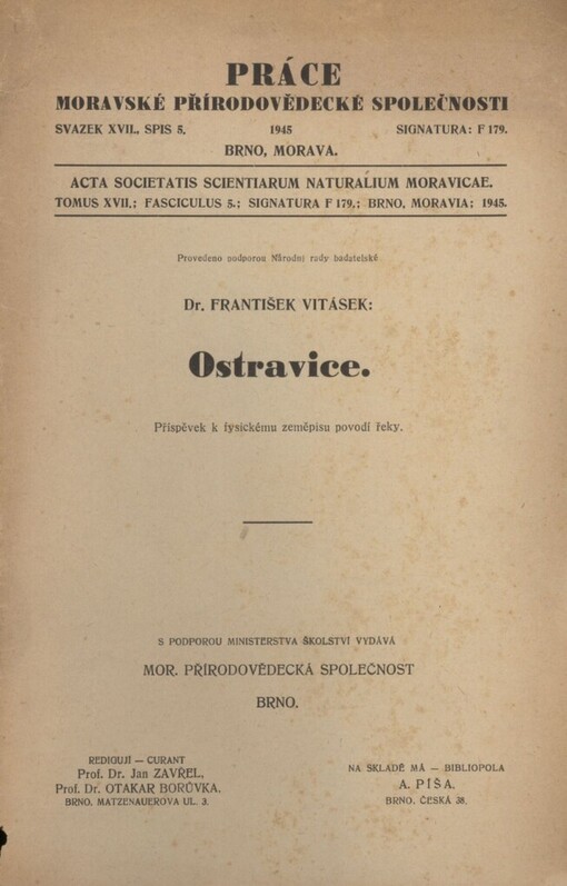 Ostravice :příspěvek k fysickému zeměpisu povodí řeky