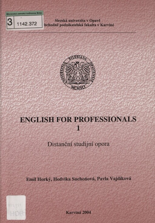 English for professionals 1: distanční studijní opora