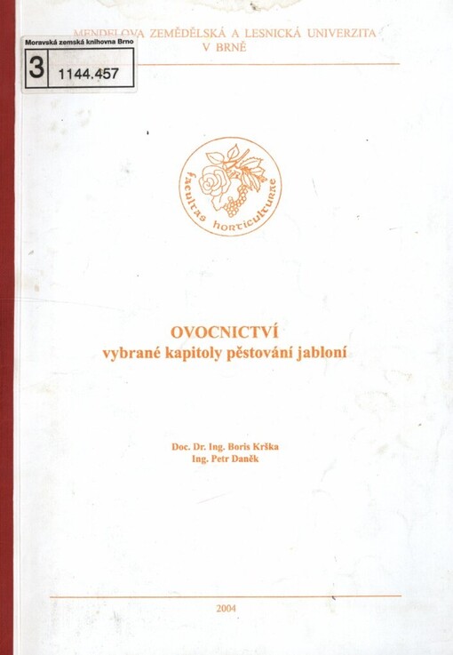Ovocnictví: vybrané kapitoly pěstování jabloní
