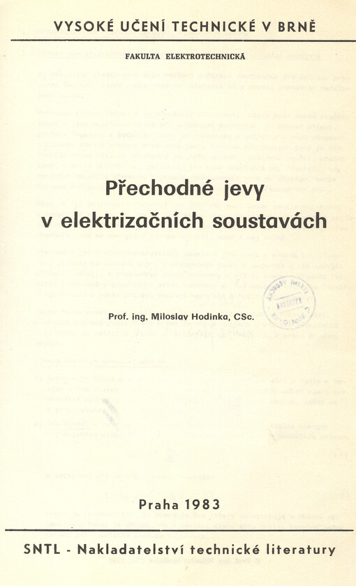 Přechodné jevy v elektrizačních soustavách