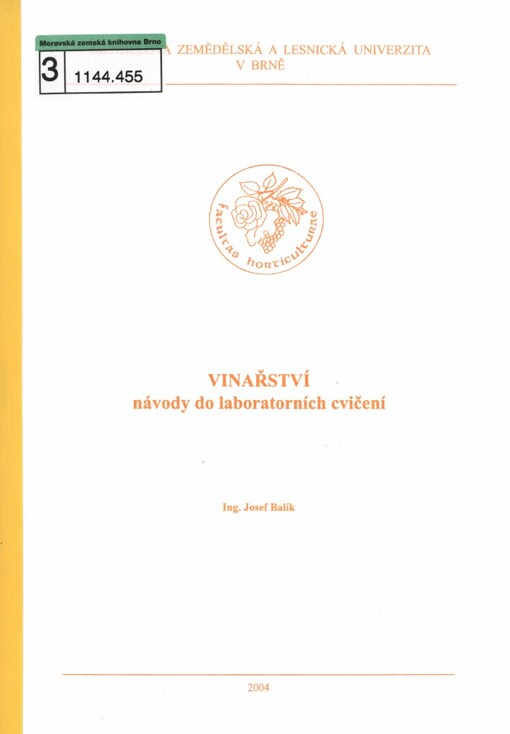 Vinařství : návody do laboratorních cvičení