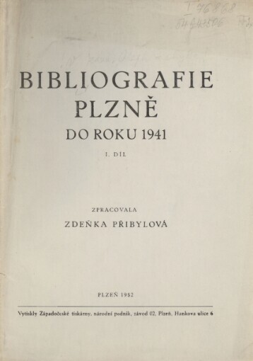 Bibliografie Plzně do roku 1941