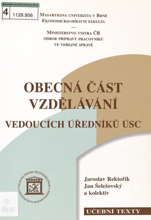 Obecná část vzdělávání vedoucích úředníků ÚSC