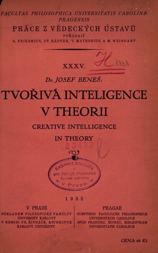 Tvořivá inteligence v theorii =: Creative intelligence in theory