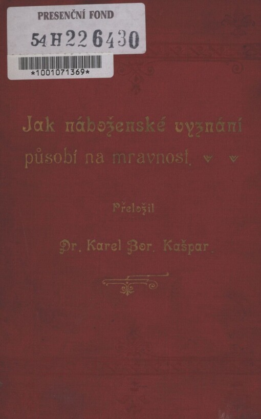 Jak náboženské vyznání působí na mravnost :dle údajů statistických
