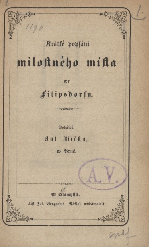 Krátké popsání milostného místa we Filipsdorfu