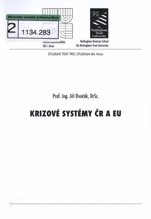 Krizové systémy ČR a EU